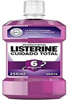 Listerine Cuidado Total (1x250 ml), enjuague bucal con alcohol, colutorio encías con 10 beneficios en 1, elixir bucal con 12 h de protección, para unos dientes blancos