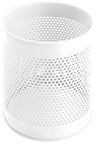 PROREGAL Runder perforierter Papierkorb aus Metall | 15 Liter, HxØ 32x26cm | Weiß