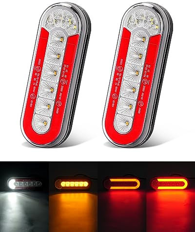 SUPAREE 12V 24V LED Trailer Lights LED Car Trailer Tail Lights LED Rear Trailer lights for Trucks Caravan with Running Stop/Brake Reversing Turn Signal IP67 Waterproof 4 Functions 2Pcs