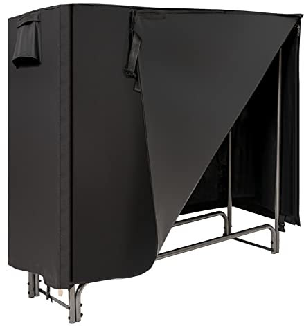 COSTWAY Porta Legna da Esterno 122,5CM/153CM/192CM/240CM, Portalegna con Copertura in PVC Impermeabile e Struttura Solida in Ferro per Camino, Cortile e Portico, Nero (122,5CM)