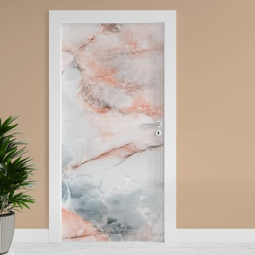 Finest Folia Türfolie 90x200 cm Türtapete Türposter Folie für Tür Wohnzimmer Kinderzimmer Küche Türaufkleber Bad Aufkleber selbstklebend TF02 (24 Marmor Weiß)