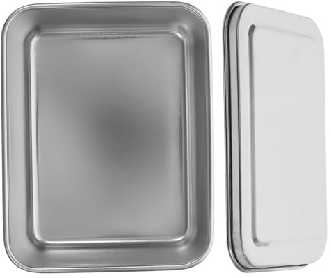 Ciieeo Teglia Per Torta in Acciaio Inox Scatola Per Dolci Con Coperchio Stampo Per Torta Antiaderente Contenitore Per Biscotti Per Uso Domestico