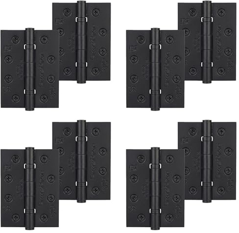 Decoranddecor Matt Black Door Hinges 4 Inch Fire Rated Internal 8 Hinges | Matt Black Hinges for Internal Doors, Heavy Duty Fire Door Hinges, Ball Bearing Butt Hinge, 102mm Grade 11, Steel Hinges