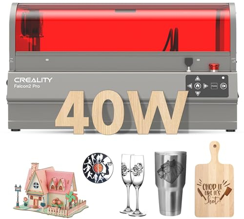 Creality Falcon 2 Pro 40W Laser Graviermaschine, Geschlossener Laserschneider Lasergravierer mit intelligenter Kamera, Air Assist Kit, Laser Cutter für Holz, Acryl, Leder, Stein, Metall