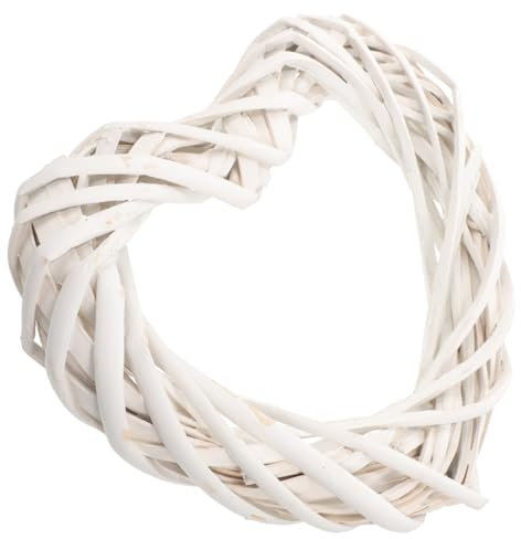 Garneck DIY Rattan Heart Wreath, White Grapevine Garland Wicker Twig Wreath, Natural Vine Garland Wreath Frame, Wedding & Valentine's Day Decoration, 20cm