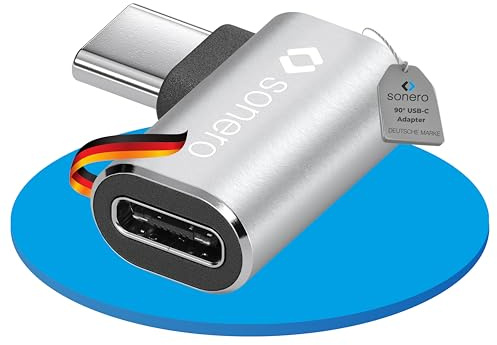Sonero USB-C Winkeladapter 90° Links, 40Gbps, 240W, 8K60Hz, Silber | USB C Adapter mit gewinkeltem Anschluss für flexible Nutzung, schnelle Datenübertragung und hochwertige Videoanwendungen