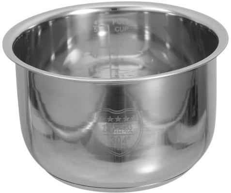 Pentola Interna per Cuociriso 4l in Acciaio Inox 1 Pezzo | Argento, Design Multiuso, Accessorio Sostitutivo per Elettrodomestico da Cucina, Versione Portatile