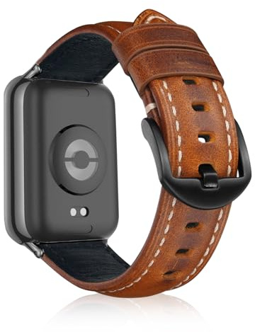 KeeFos Läderarmband kompatibelt med Xiaomi Smart Band 10 Pro/9 Pro/8 Pro/Redmi Watch 6/5/4, klockarmband i mjukt läder, kvinnor, män, ersättningsarmband för Xiaomi Mi Band 10 Pro – ljusbrun