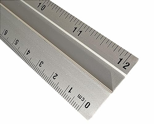Règle en Aluminium | Longueur de la Règle 30 cm | Graduée en Centimètres et en Pouces | pour L'école, Bureau, Maison | Argent (1)
