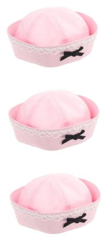 MAGICLULU 3pcs Cute Bowknot Sailor Hat Lace Navy Hat for Girls Women Sailor Adults
