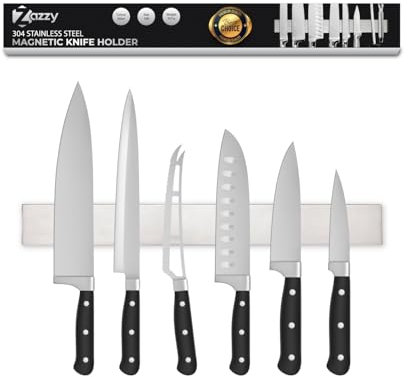 Premium 16-Inch Stainless Steel Magnetic Knife Holder for Wall and Fridge - Powerful Knife Magnetic Strip for Kitchen & Tools Organization, Extra Strong Holds up to 30 LBs include Tape and screws