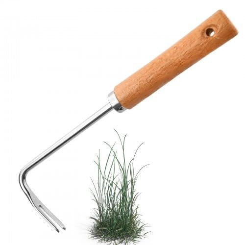 Estirpatore Erbacce da Giardino Manuale con Manico in Legno, Taglia Erba Manuale, Utensile di Giardinaggio per Estirpare e Rimuovere Le Erbacce