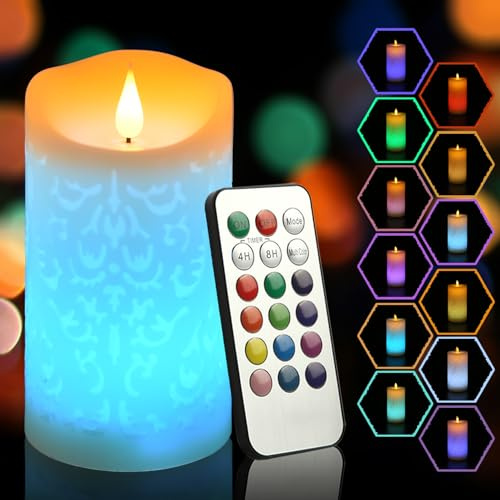 NICEME 6 LED Multi Colored Flameless Candle with Remote Control Timer Realistic Wax Color Changing Candle Battery Operated Flickering Candle