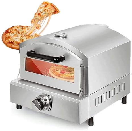Four à Pizza ExtéRieur Fours à Pizza à GranuléS Avec Pierre à Pizza Ronde Rotative,Four à Pizza Pour Pique-Niques De Camping ExtéRieur Dans Le Jardin