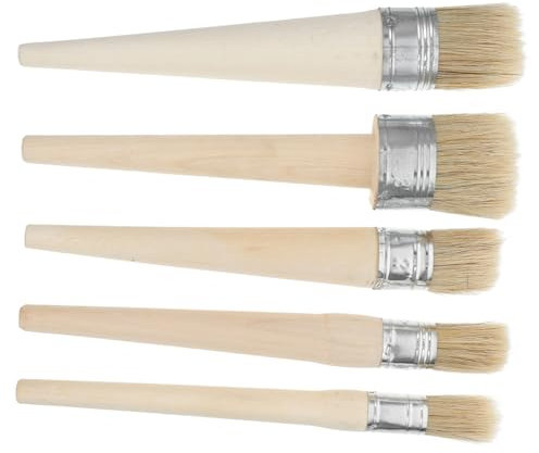 SEWOART Lot De 5 Pinceaux Ronds pour Pochoirs en Bois Pinceaux pour Peinture Décorative sur Meubles Et Menuiserie