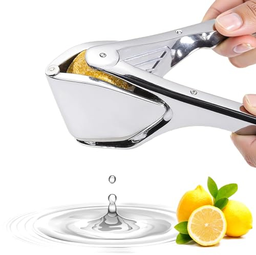 Hand citronpress tillverkad av zinklegering handpress citronpress manuell fruktpress vuxna och barn lämplig silver liten citronjuicepress bärbar citruspress manuell för hem kontor och resor