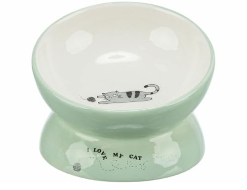 Trixie Futterstation aus Keramik, 0,15 l/Ø 13 cm, Salbei/Weiß