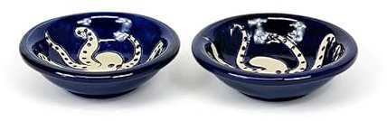 Verano Spanish Ceramics Signature Blue & White Octopus Decorative Serving Dishes Tapas Bowls -12cm Set of 2 White Octopus