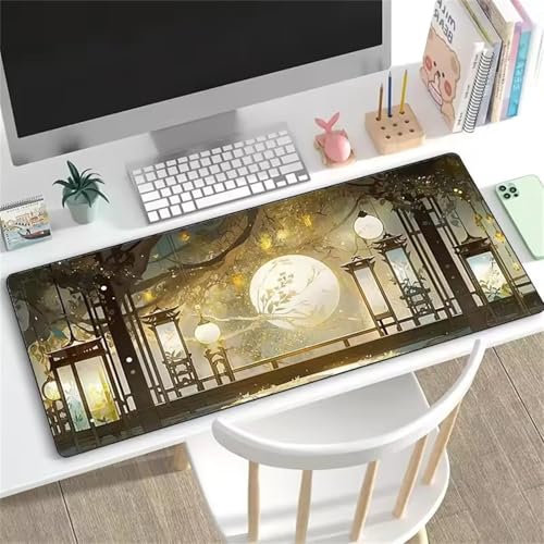 Alfombrilla Ratón XXL, 1200x600x2mm Alfombrilla de Ratón Gaming, Grande Mouse Pad con Bordes Cosidos, Alfombrilla Escritorio Grande, Mejora la precisión y la Velocidad (Estilo Chino)