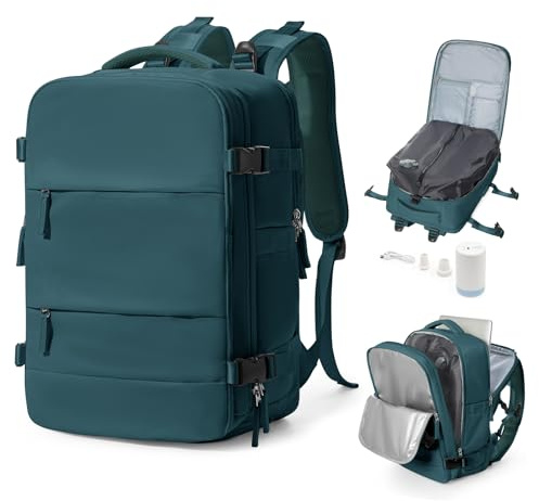 bergsalz Sac a Dos Sous Vide Voyage Bagage Cabine 45x36x20 Easyjet, Sac a Dos Compression Voyage Cabine Avion Sous Vide Avec Pompe Bleu Paon
