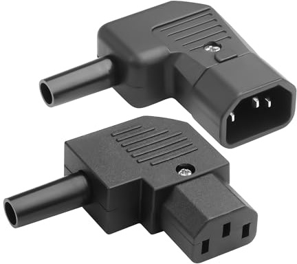 JSADZKJ Rechtwinkliger IEC320 C13/C14 3-poliger Netzadapter, 90-Grad-IEC320 C13/C14-Server-Netzstecker,10 A/250 V C13/C14 Abnehmbarer Adapter für Computer,Monitor,USV（2 Stück）