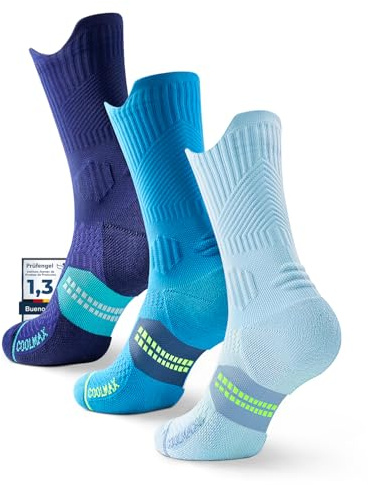 Juclise Bambù Coolmax Compressione Running Calzini Sportivi Trekking Allenamento Traspiranti e Anti-Vesciche (IT, Numero, 38, 42, Regular, Regular, Blu Cobalto+Lago Blu+Blu Carolina)