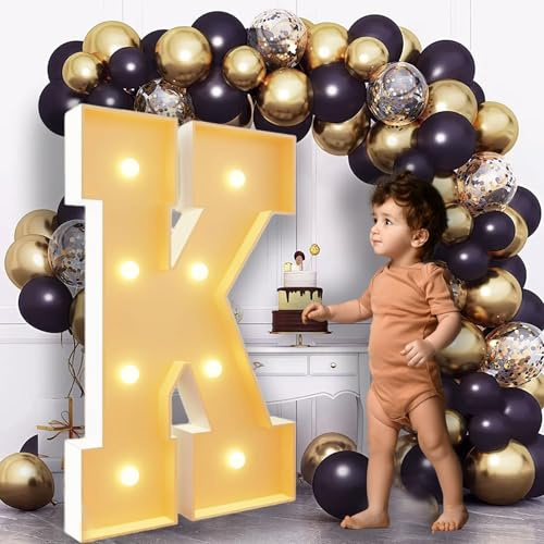 Lettres de chapiteau de 0,7 m de haut - Grandes lettres lumineuses - Décorations de fête prénatale - Mariage - Fiançailles - Décorations de fête - Toile de fond en carton K
