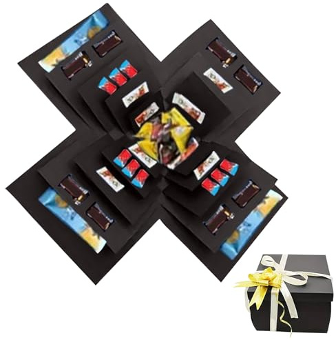 5-Layer Explosion Gift Box, Surprise Gift Box Explosion, Creative Scrapbooking Container‌, for Christmas Anniversary Birthday Valentine's Day and Wedding (grey)