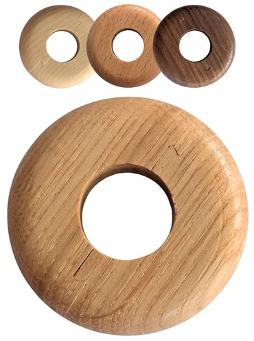 Gedotec Heizungsrohr Rosette aus Echtholz – 10 Stück Heizkörper Rundrosette Ø 23 mm, Eiche lackiert – Abdeckung für Heizungsrohre rund – Heizkörper Rosette aus Massivholz mit Stecksystem