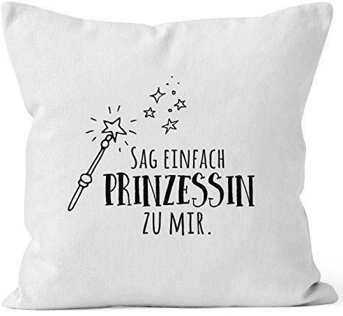 MoonWorks® Kissenbezug mit Spruch, sag einfach Prinzessin zu Mir, Kissen-Hülle aus Baumwolle, 40x40 weiß Unisize