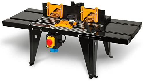 EBERTH Banco per Fresatrice Verticale Legno 870x330mm, Diametro Massimo Cestello Porta Frese 150mm, Altezza di lavoro 280mm, Arresto Angolare, Interruttore on/off, Guide di Precisione, Sega Circolare