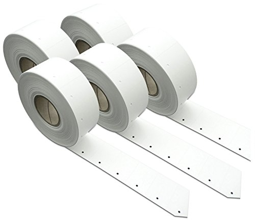 5.000 Hängeetiketten auf Rolle 30x50 mm weiß | 3 mm Fadenlochung (5 Rollen) | Kartonetiketten Preisschilder | HUTNER