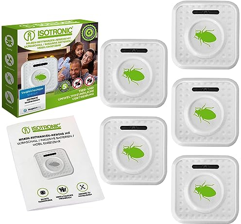 ISOTRONIC Insektenschutz Milbenschutz Milbenabwehr batteriebetrieben Insektenabwehr gegen Bettwanzen und Milben (5 Stück)