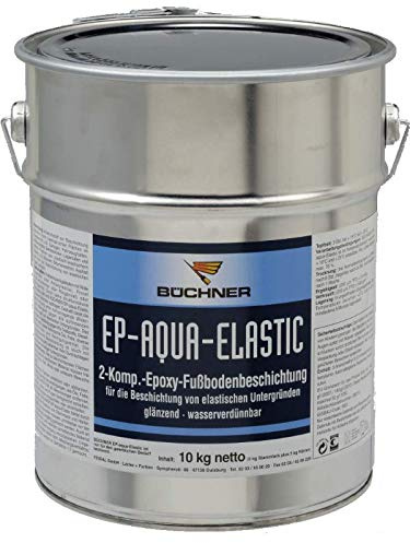 Büchner EP Aqua Elastic 2 K Epoxy Fußbodenbeschichtung, 10 kg (5 kg Härter u. 5 kg Lack) (Kieselgrau RAL 7032)