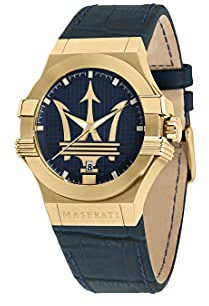 Maserati Reloj Hombre, Colección Potenza, Cuarzo, Tiempo y Fecha, en Acero, PVD Oro, Cuero - R8851108035