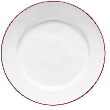 Costa Nova, Beja colección, Vajilla elegante, gres, Plato llano , blanco y rojo, 28 cm, 6 piezas
