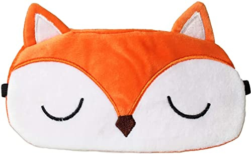 LATRAT Tier-Schlafmaske, 3D, weich, flauschig, Cartoon-Augenmaske für Kinder, Männer, Frauen, Reisen, Nickerchen, Fuchs