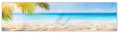 MuchoWow® Balkon Sichtschutz Sichtschutzmatte Balkonbanner Abdeckung für Terrasse Balkon Windschutz Blickdicht Wetterfest 500x130 cm Tropisch - Strand - Palme