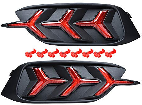 Astra Depot Compatible with Honda Civic 10th Rear Fog Light Tail Lamp Replacement Red LED Sequential Style Lower Bumper 2016 2017 2018 2019 2020 2021