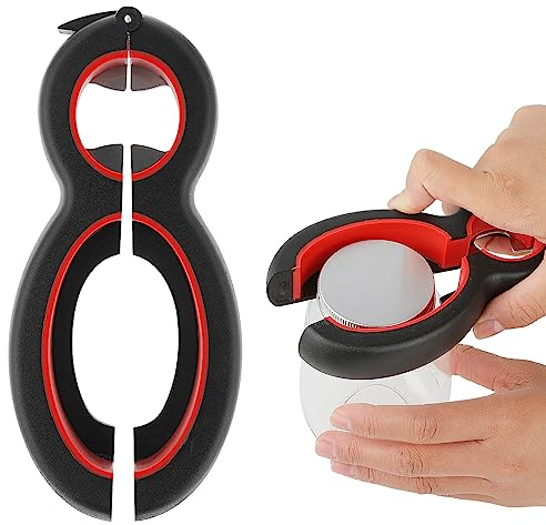 TIESOME Apribottiglie Barattolo 6 in 1, Apribottiglie Birra Multifunzionale Coperchio Strumenti Aperti Apriscatole Antiscivolo per Cucinare Anziani Artrite Mani Deboli Amichevoli
