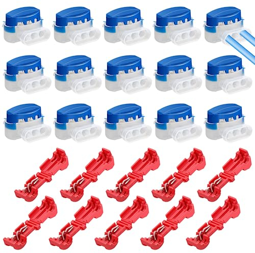Royouzi 30 morsetti di collegamento per robot tosaerba, 20 connettori per cavi con 10 morsetti di collegamento, morsetti impermeabili, accessori per robot tosaerba Gardena