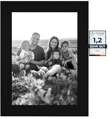 CABBEL Bilderrahmen 15x21 cm, Schwarz, stabiles MDF-Holz Rahmen, bruchsicherem Plexi-Glas, zum Aufhängen & Aufstellen, ideal für Fotos/Bilder/Collage