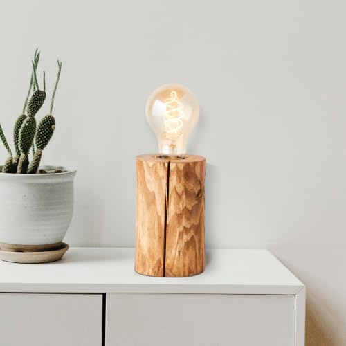 Tischlampe mit 15 cm Höhe - Boho Tischleuchte mit Schalter - 15 cm Höhe - Ø | Tischlampe, 15 cm Höhe, Ø 10 cm, E27, max. 25 W, Schalter, Holz