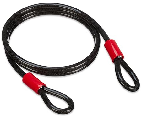 Relaxdays slingkabel 2 m, mantlad stålrep med öljetter, Ø 12 mm, säkringscykel, motorcykel, trädgårdsmöbler, svart