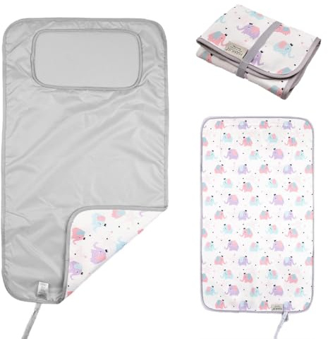 Hamur Home Tragbare Wickelunterlage Wasserdichte 40 x 70 cm Wiederverwendbare Baby Wickelauflage Maschinenwaschbar für Unterwegs Wickel Clutch (Elephant)