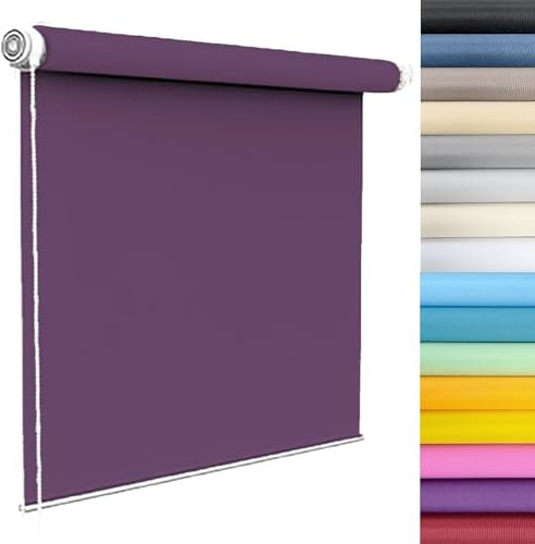 Verdunkelungsrollo Klemmfix 45 x 180 cm Flexibler Seitenzug Top Qualität Verdunkelungsrollo ohne Bohren mit Kette, für Büro, Badezimmer, Lila