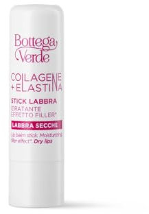 Bottega Verde - Stick Labbra CollageneElastina, Idratante Effetto Filler, 5 ml, con Acido Ialuronico e Phytocollagen, Nutriente e Protettivo, Formula Vegana al 99% Naturale, Labbra Secche e Levigate