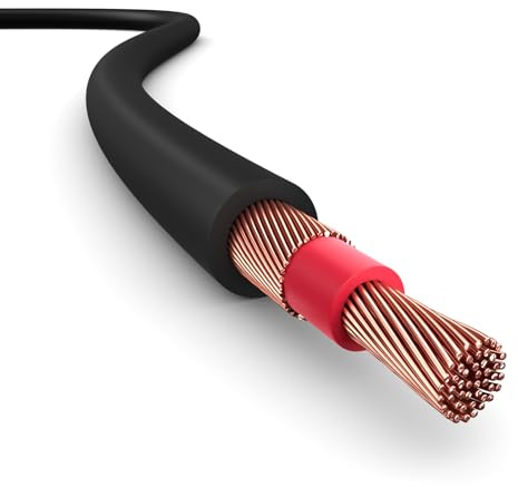 PAXO 20m Koaxial-Lautsprecherkabel, 2 x 1,5mm², OFC/reines Kupfer, flexibles, kompaktes Hifi-Boxenkabel mit 6mm Durchmesser, schwarz