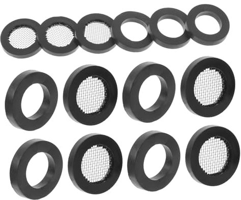 Alipis Filter Hose Washer and Rubber Seal for Washing Machine Hose 20pcs Black Silicone Gaskets with Stainless Steel Mesh Filter Compatible with for Household Shower and Washing Machines