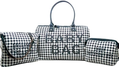 Baby Bag 3 Set Exklusiv Kliniktasche Geburt,Große Baby Diaper Bag Tasche,Sporttasche Damen,Reisetasche Baby,Mommy,Damen, Wickeltasche, Verstellbare (Crowbar Pattern1)